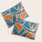Abstract Leaves Teal Orange Artwork Pillow Sham Gallery Image 3