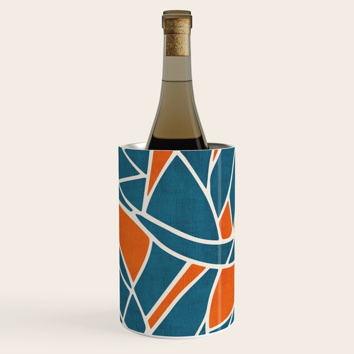 Abstract Leaves Teal Orange Artwork Wine Chiller Gallery Image 1