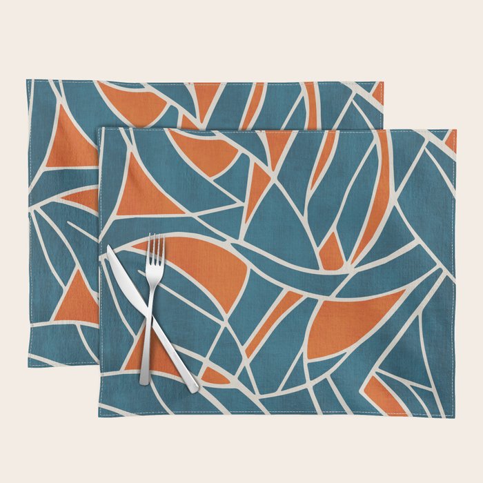 Abstract Leaves Teal Orange Artwork Placemat Gallery Image 1