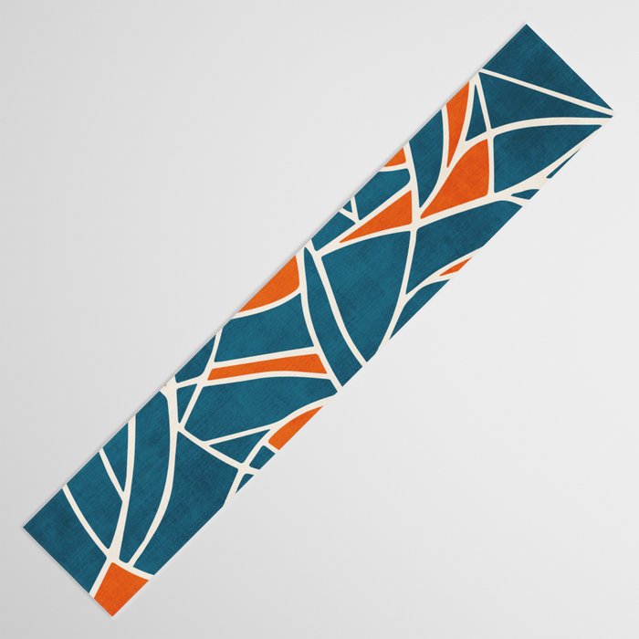 Abstract Leaves Teal Orange Artwork Table Runner Gallery Image 3