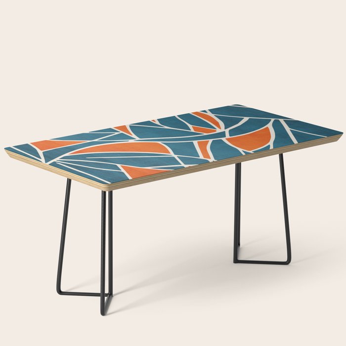 Abstract Leaves Teal Orange Artwork Coffee Table Gallery Image 1
