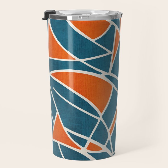 Abstract Leaves Teal Orange Artwork Travel Mug Gallery Image 3