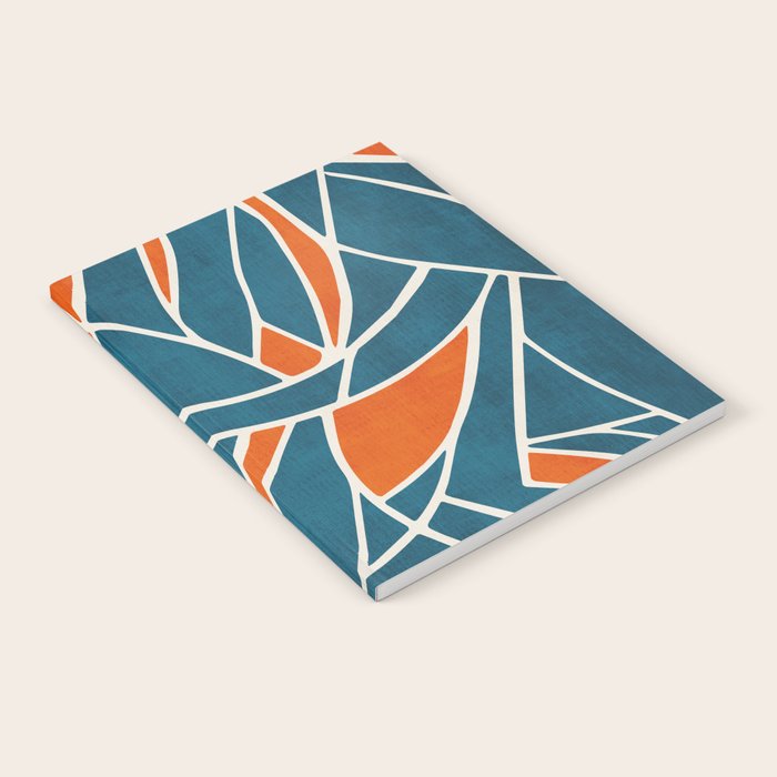 Abstract Leaves Teal Orange Artwork Notebook Gallery Image 2