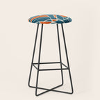 Abstract Leaves Teal Orange Artwork Stool Gallery Image 1