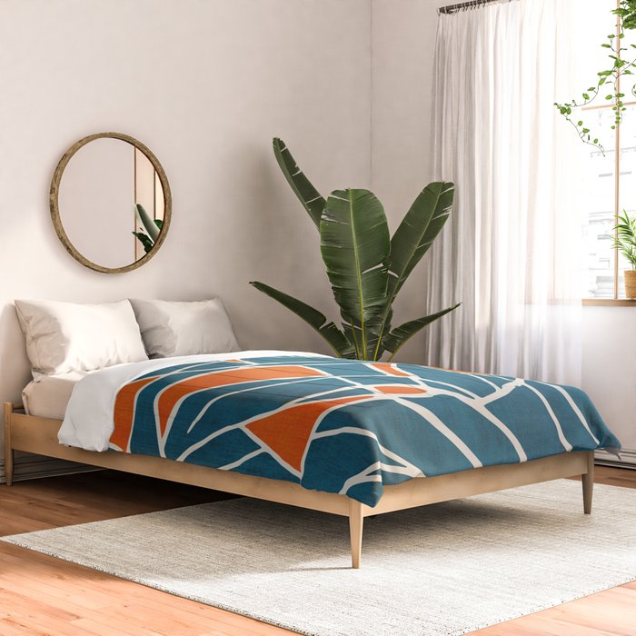 Abstract Leaves Teal Orange Artwork Comforter Gallery Image 2