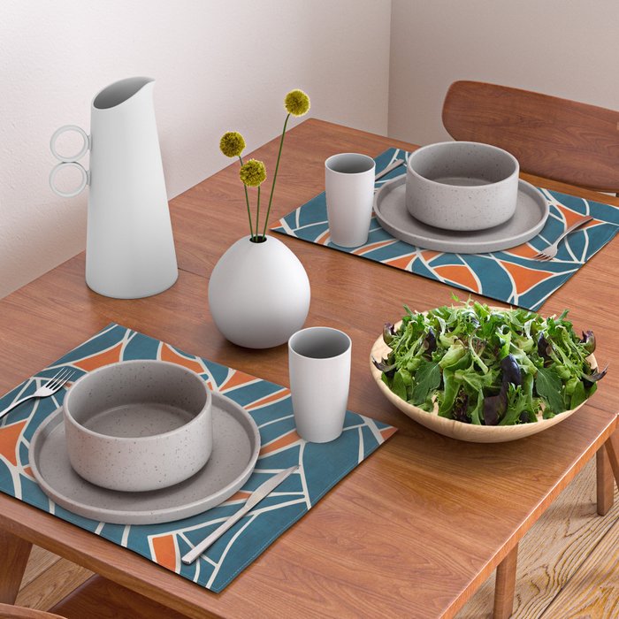 Abstract Leaves Teal Orange Artwork Placemat Gallery Image 2