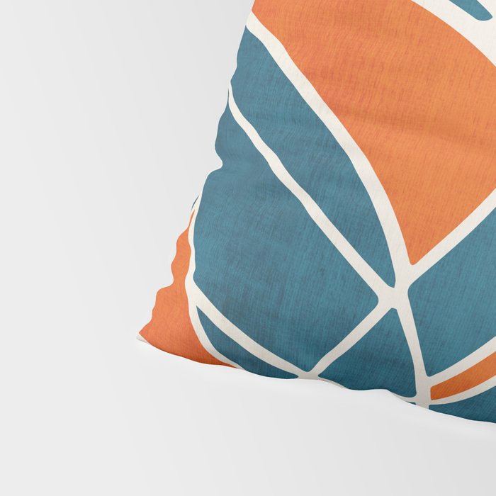 Abstract Leaves Teal Orange Artwork Pillow Sham Gallery Image 4