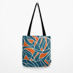 Abstract Leaves Teal Orange Artwork Tote Bag Gallery Image 2