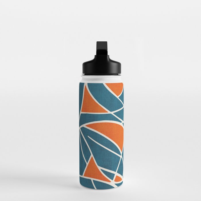 Abstract Leaves Teal Orange Artwork Water Bottle Gallery Image 3