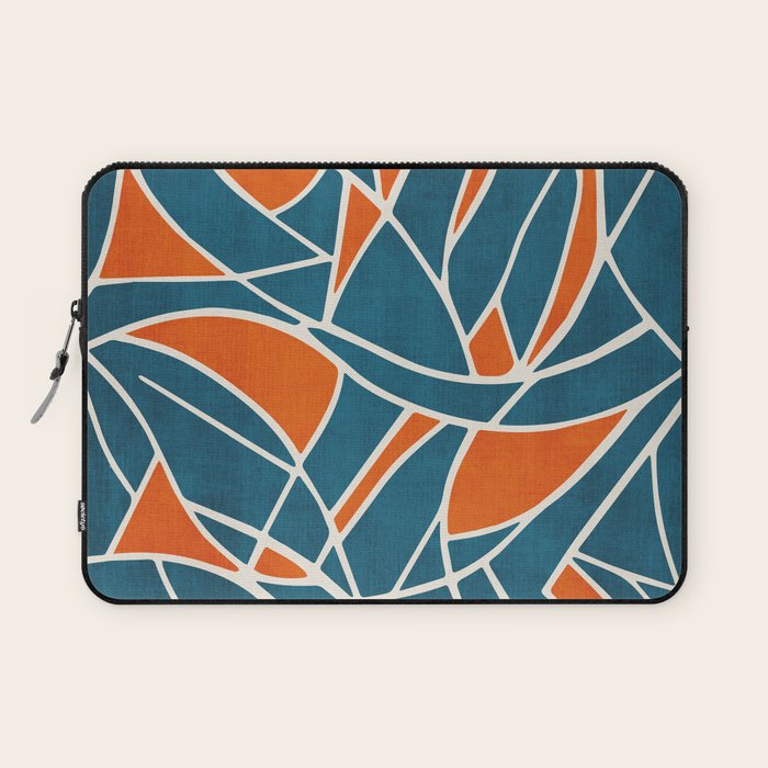 Abstract Leaves Teal Orange Artwork Laptop Sleeve Gallery Image 1