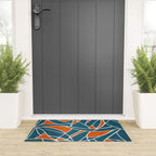 Abstract Leaves Teal Orange Artwork Welcome Mat Gallery Image 3