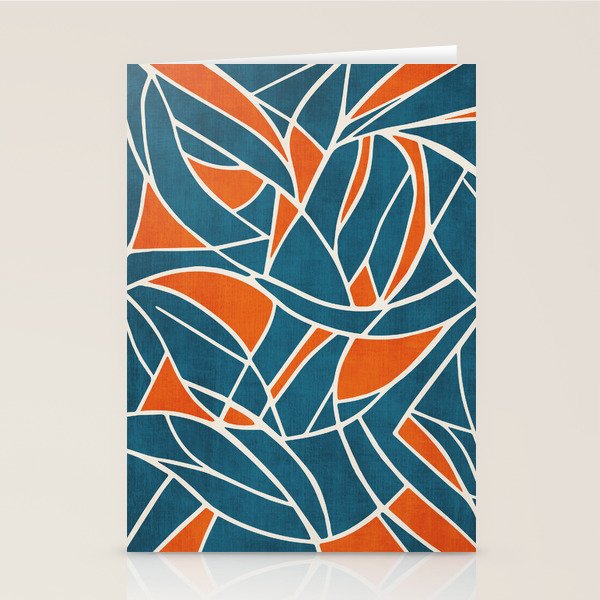 Abstract Leaves Teal Orange Artwork Stationery Card Gallery Image 2