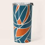 Abstract Leaves Teal Orange Artwork Travel Mug Gallery Image 2