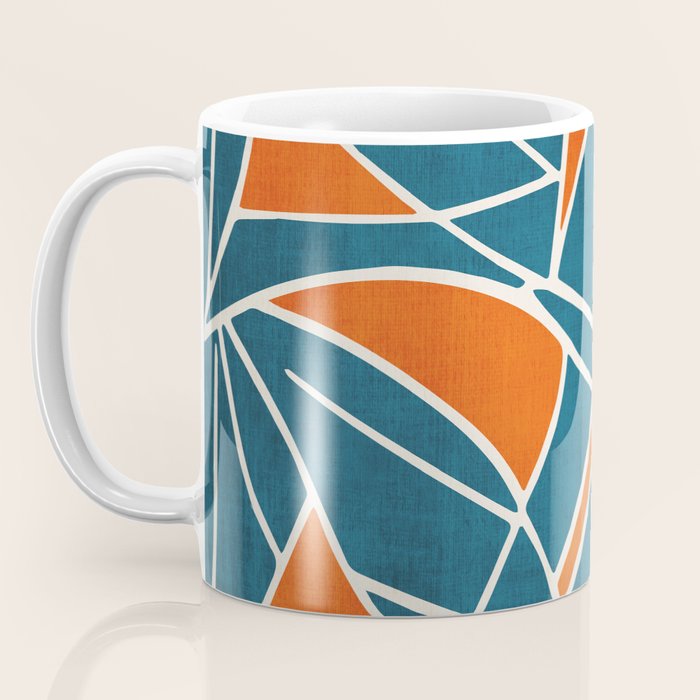 Abstract Leaves Teal Orange Artwork Coffee Mug Gallery Image 3