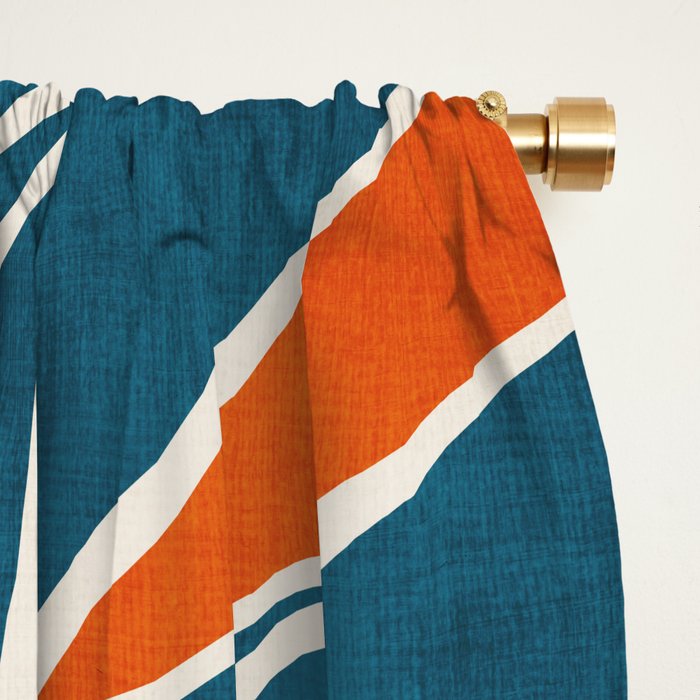 Abstract Leaves Teal Orange Artwork Window Curtain Gallery Image 2