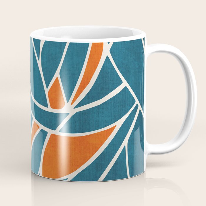Abstract Leaves Teal Orange Artwork Coffee Mug Gallery Image 1