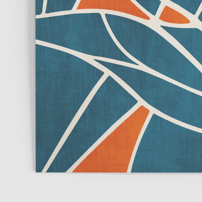 Abstract Leaves Teal Orange Artwork Poster Gallery Image 3