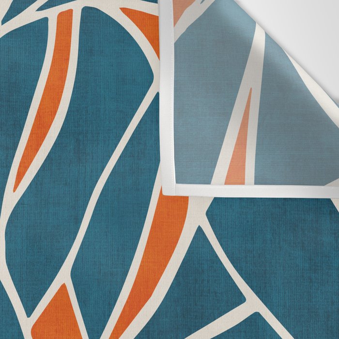 Abstract Leaves Teal Orange Artwork Wall Tapestry Gallery Image 3