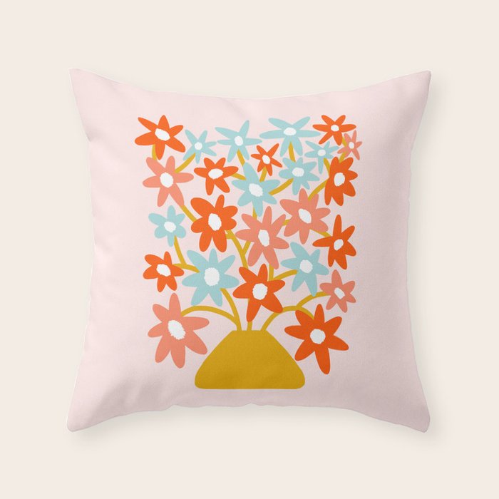 Sunny vase with Super Bloom Daisies Throw Pillow Gallery Image 1
