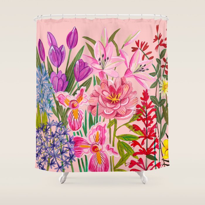 Boho wild flowers bouquet Shower Curtain Gallery Image 1