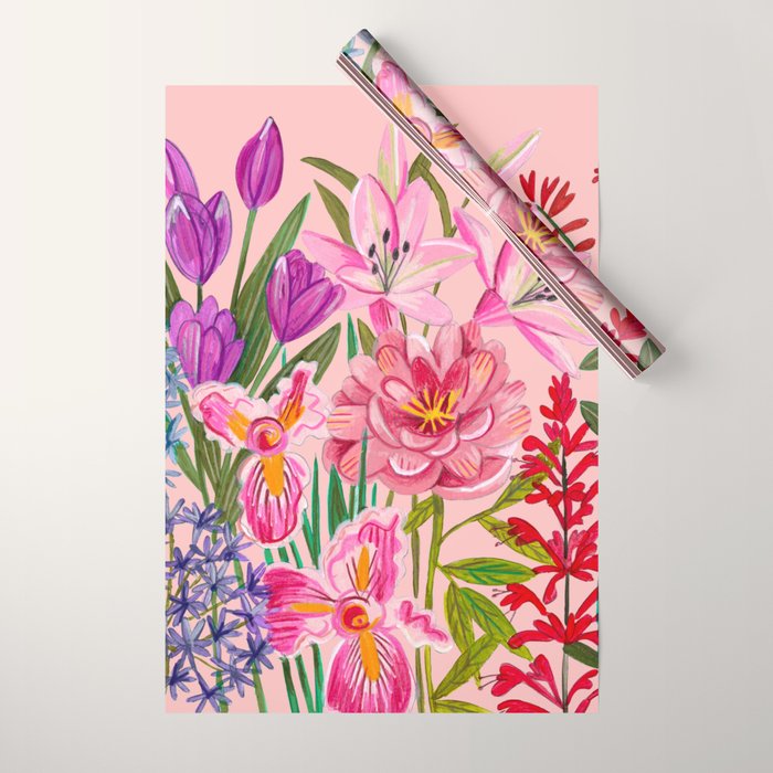 Boho wild flowers bouquet Wrapping Paper Gallery Image 1