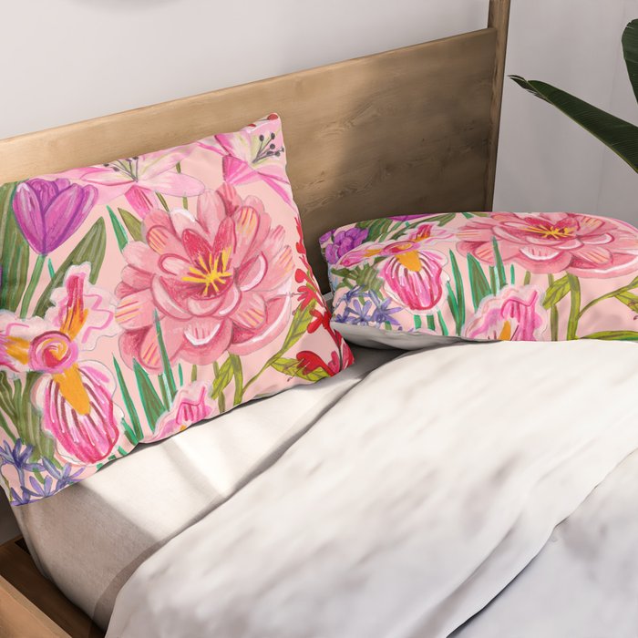 Boho wild flowers bouquet Pillow Sham Gallery Image 2