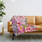 Boho wild flowers bouquet Throw Blanket Gallery Image 1