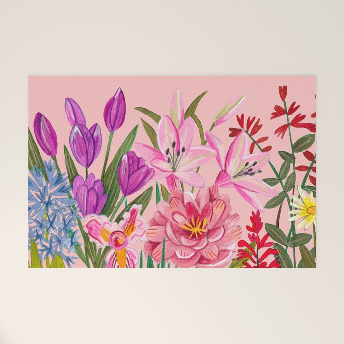Boho wild flowers bouquet Welcome Mat Gallery Image 1