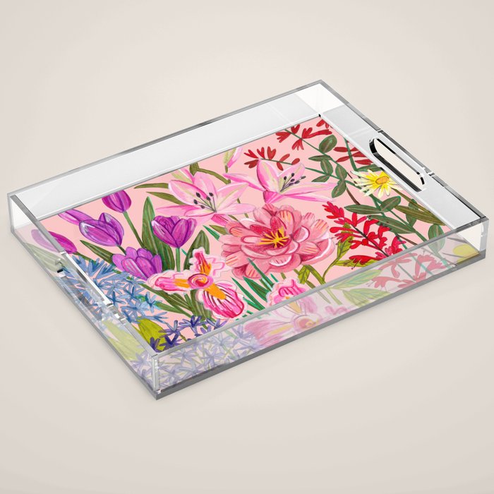 Boho wild flowers bouquet Acrylic Tray Gallery Image 1