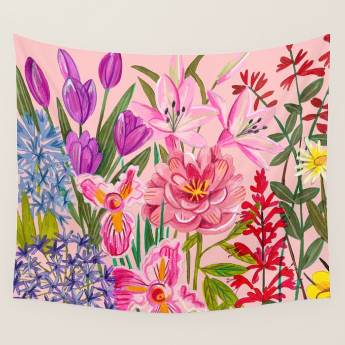 Boho wild flowers bouquet Wall Tapestry Gallery Image 4