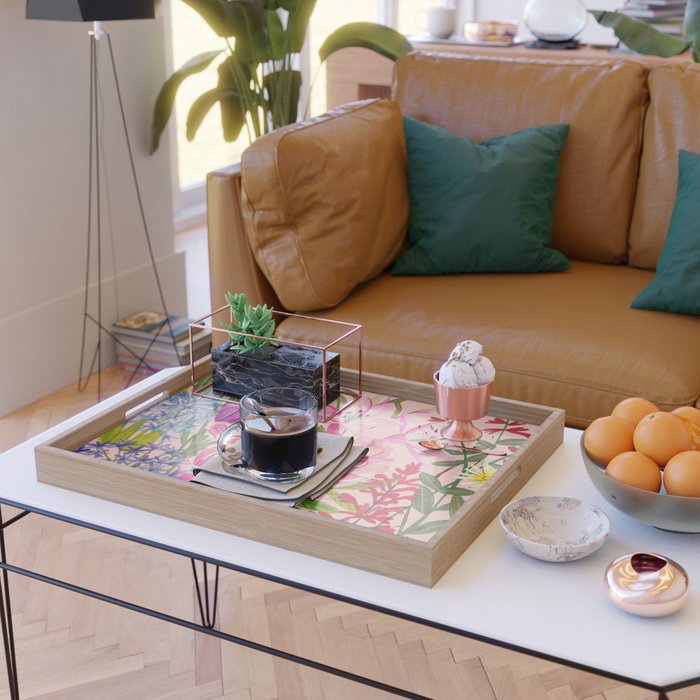 Boho wild flowers bouquet Serving Tray Gallery Image 2