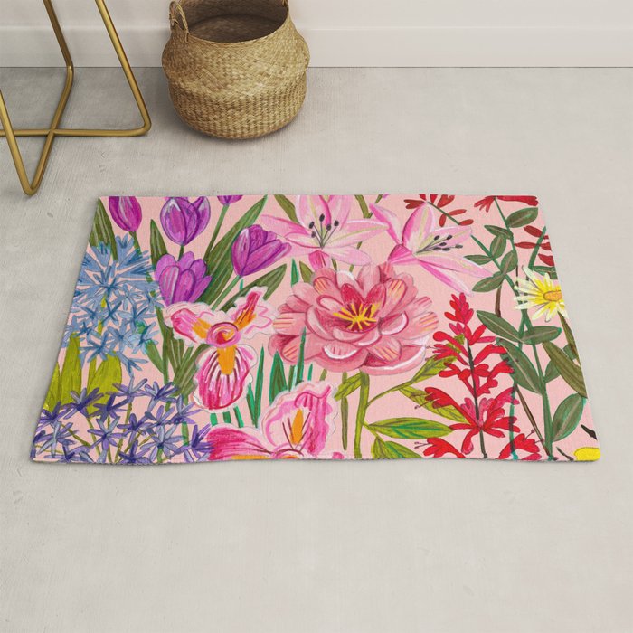 Boho wild flowers bouquet Rug Gallery Image 1