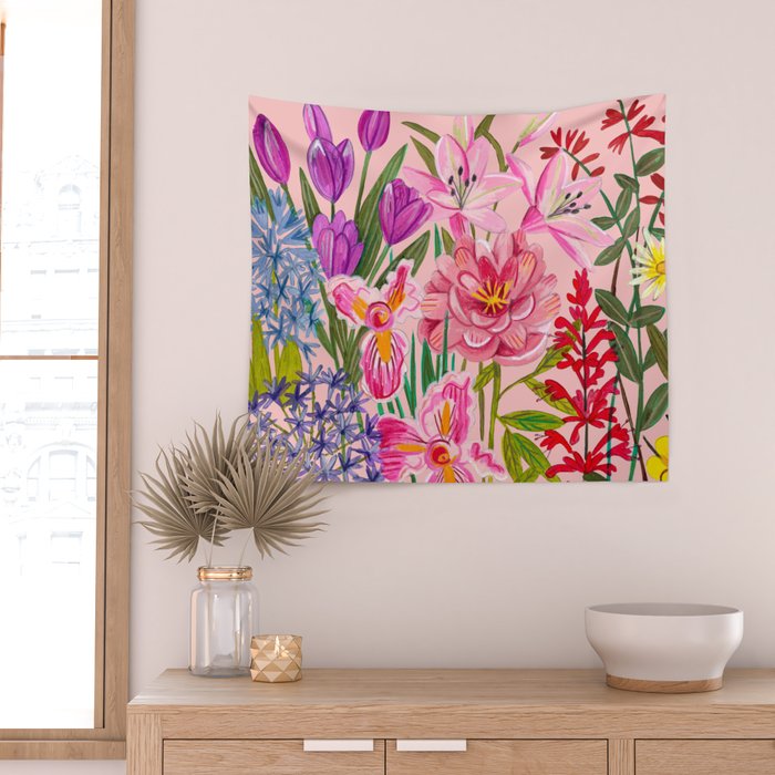 Boho wild flowers bouquet Wall Tapestry Gallery Image 2
