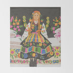 Polish folk girl Throw Blanket Gallery Image 2