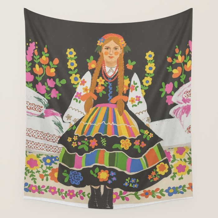 Polish folk girl Wall Tapestry Gallery Image 4