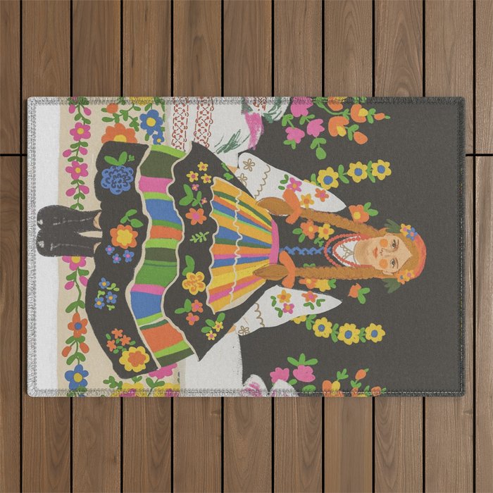 Polish folk girl Outdoor Rug Gallery Image 1