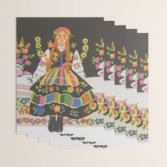Polish folk girl Wrapping Paper Gallery Image 3