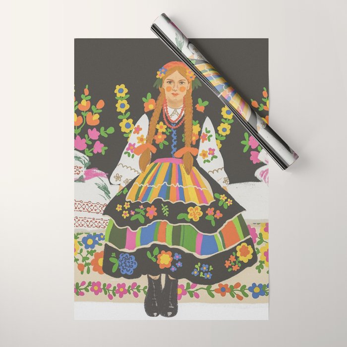 Polish folk girl Wrapping Paper Gallery Image 1