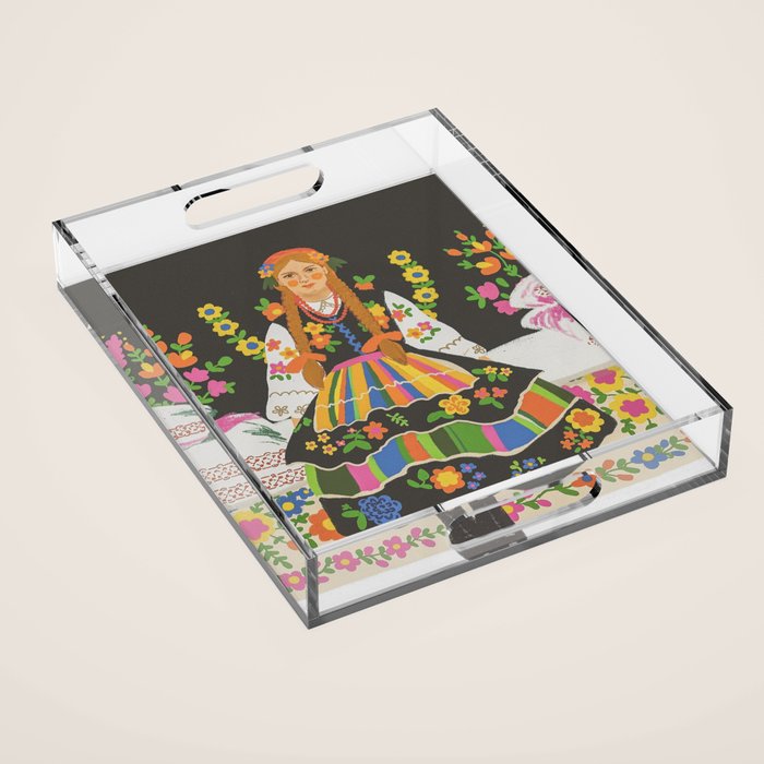 Polish folk girl Acrylic Tray Gallery Image 1