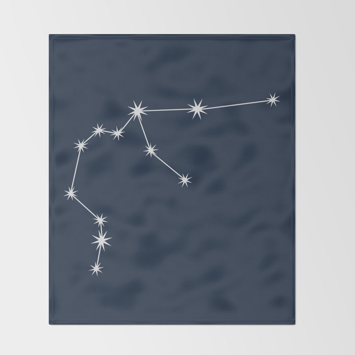 Aquarius Zodiac Star Constellation Line Art Dark Blue Throw Blanket Gallery Image 2