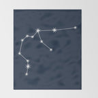Aquarius Zodiac Star Constellation Line Art Dark Blue Throw Blanket Gallery Image 2