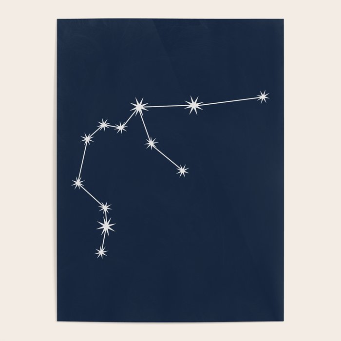 Aquarius Zodiac Star Constellation Line Art Dark Blue Poster Gallery Image 4