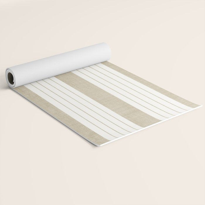 Ticking Stripe in Tan Yoga Mat Gallery Image 2