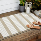 Ticking Stripe in Tan Outdoor Rug Gallery Image 2
