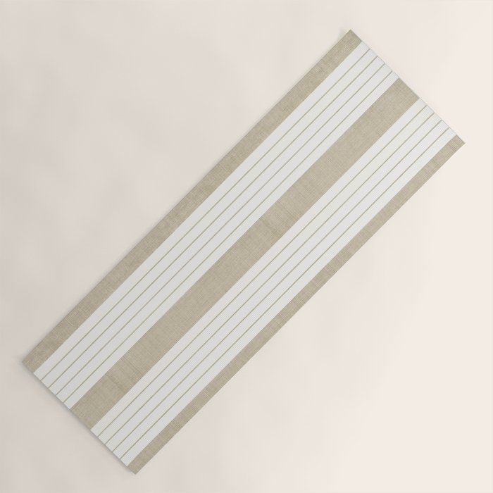Ticking Stripe in Tan Yoga Mat Gallery Image 1