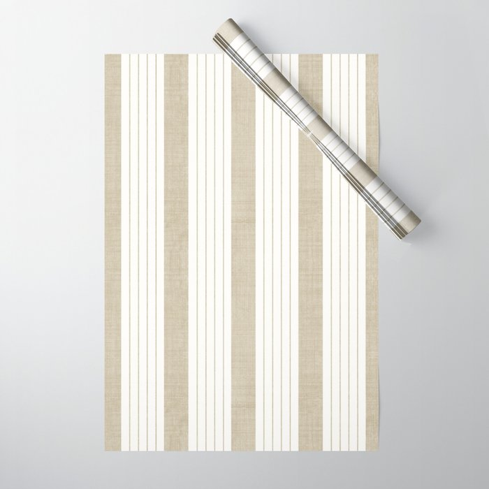 Ticking Stripe in Tan Wrapping Paper Gallery Image 1