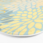 Elegant Blooms: Modern Floral Art in Soft Yellow and Teal Bath Mat Gallery Image 3