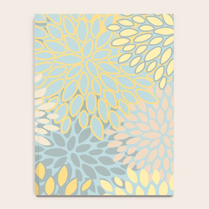 Elegant Blooms: Modern Floral Art in Soft Yellow and Teal Notebook Gallery Image 4