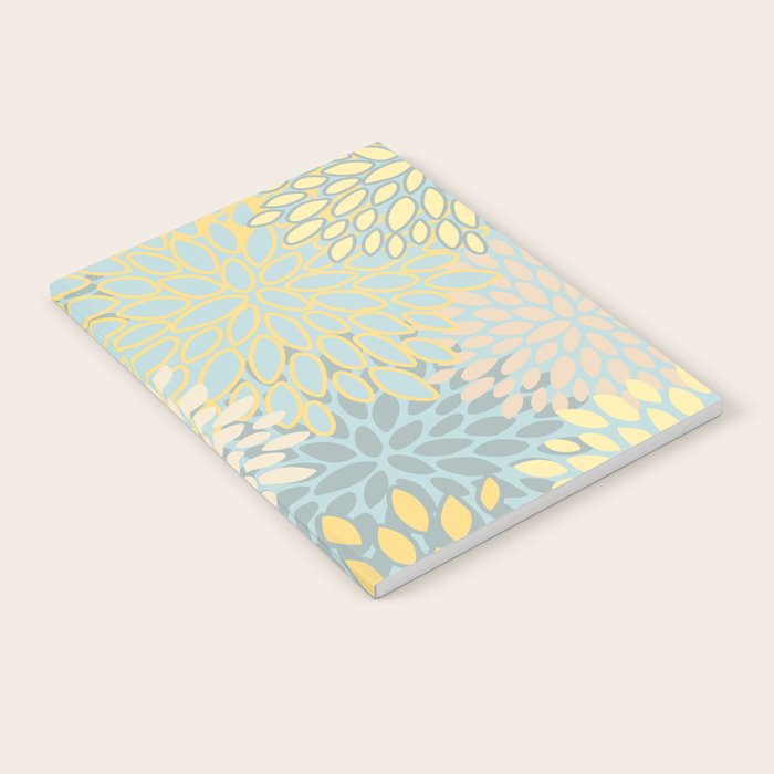 Elegant Blooms: Modern Floral Art in Soft Yellow and Teal Notebook Gallery Image 2