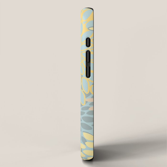 Elegant Blooms: Modern Floral Art in Soft Yellow and Teal iPhone Case Gallery Image 2